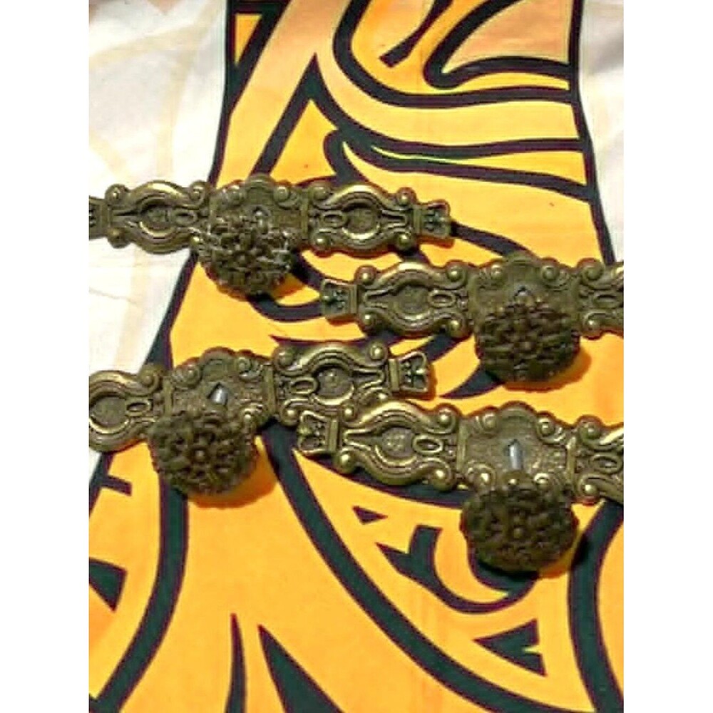 Vintage HYER Ornate Brass Drawer Pulls – Set of 4 Matching – Antique Hardware